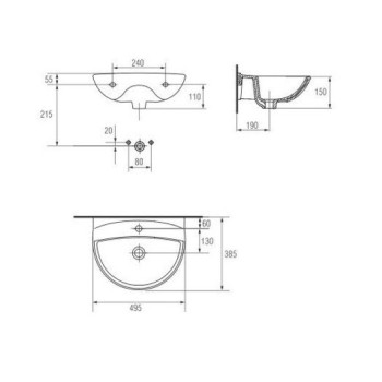 Vannas Istabas Izlietne Cersanit MITO 50 cm, TK001-004