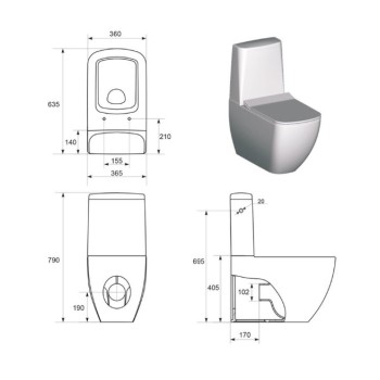 Tualetes Pods Cersanit METROPOLITAN Duroplast SC , ūdens pieslēgums no apakšas, horizontāls izvads K38-032