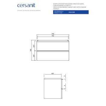 Шкаф для ванной Cersanit VIRGO 80 серый S522-028