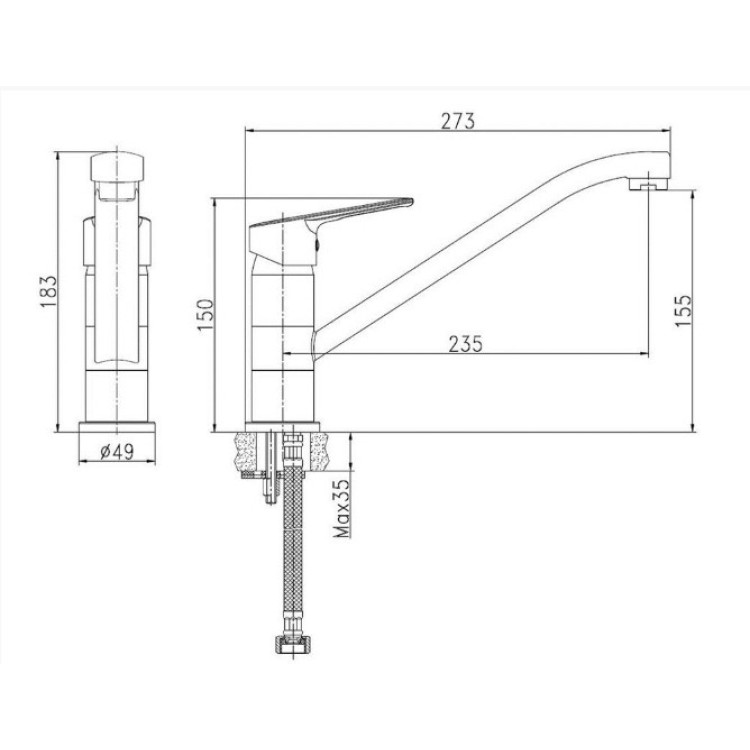 Смесители для кухни BORA Style 22cm BOSTY40F