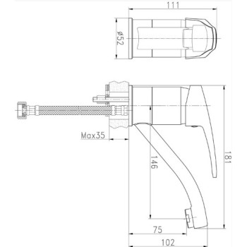 Ūdens Maisītājs virtuves izlietnei 145 mm BORA Standart BOST03F1