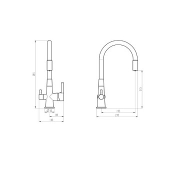 Ūdens Maisītājs virtuves izlietnei Vento Cucina Flexy 2 KN134 melns/hroms ar filtru pieslēgumu