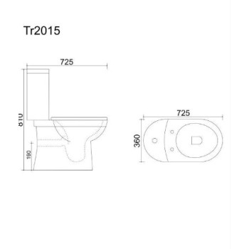 Tualetes Pods Vento Lagon TR2015-P ar horizonālo izvādu, 3/6l, ar  PP Soft Close vāku, ūdens padeve no apakšas