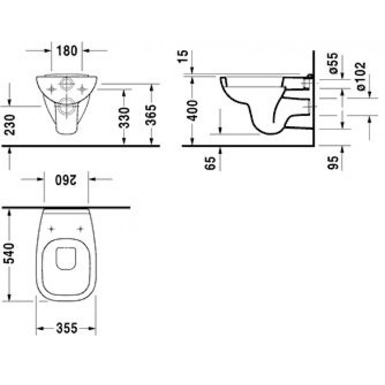 Duravit D-CODE Piekaramais WC ar vāku, 45351900A1