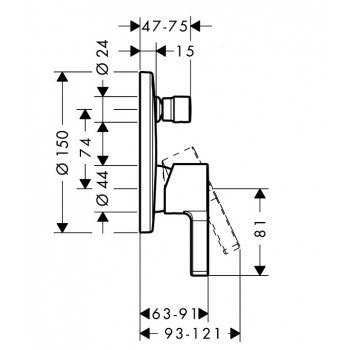 Hansgrohe Metris S Vannas jaucējkrāna dekoratīvā daĮa 31465000