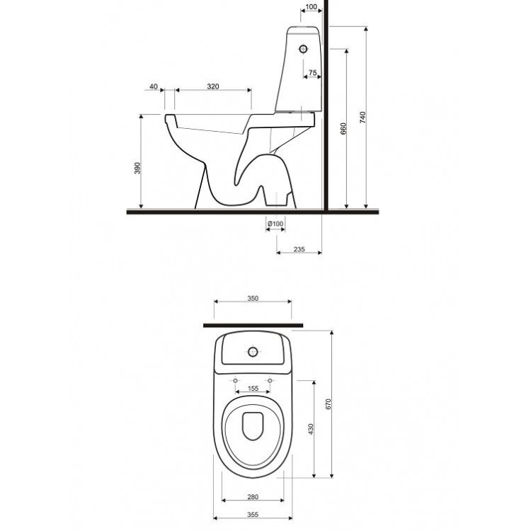 KOLO SOLO WC WC ar izvadu grīdā, ciets vāks 3/6L, 79219000