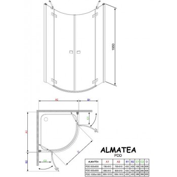 Radaway Pusapaļa dušas kabīne Almatea PDD 80