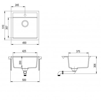 Aquasanita TESA Virtuves izlietne 490x510 mm SQT100W-221