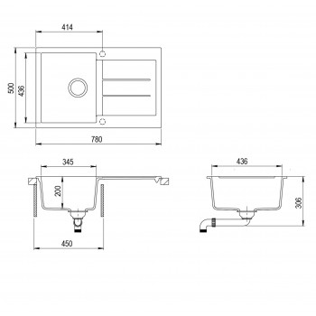 Aquasanita TESA Virtuves izlietne 780x495 mm, SQT101AW-110