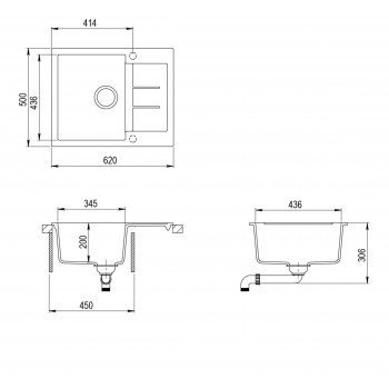 Aquasanita TESA Virtuves izlietne 620x500 mm SQT102AW-110