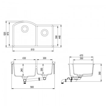 ARCA Virtuves izlietne pabūvējamā 810x520mm, SQA220-111