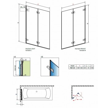 Radaway Шторка на ванну Arta PND 130 cm