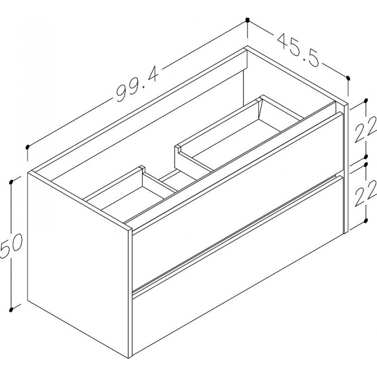 Kame City Skapītis zem izlietnes 100cm, BU/10-3DR/10D1P1