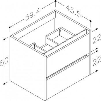 Kame City Skapītis zem izlietnes 60cm, BU/6-3DR/1D1P1