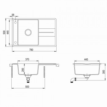 Aquasanita Bella Virtuves izlietne 780x500 mm SQB101AW-222