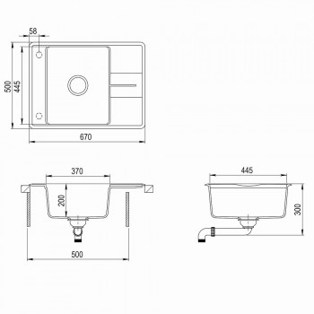 Aquasanita Bella Virtuves izlietne 670x500 mm SQB102AW-222