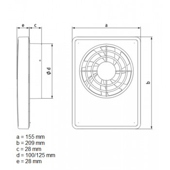 Blauberg Ventilators SMART 100/125 ar taimeri, mitruma sensors