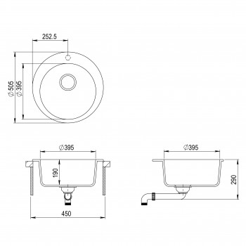 Aquasanita CLARUS Virtuves izlietne 505x505 mm SR100W-221