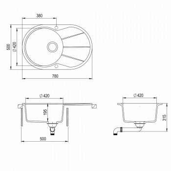 Aquasanita CLARUS Virtuves izlietne 780x500 mm SR101AW-220