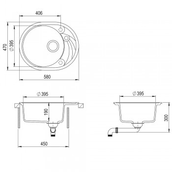 Aquasanita CLARUS Virtuves izlietne 580x470 mm SR102AW-221