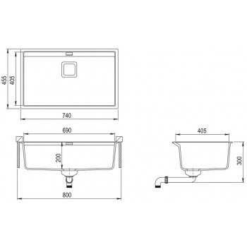 Aquasanita DELICIA Кухонная мойка 740x455mm, SQD101AW-110