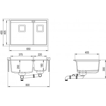 Aquasanita DELICIA Кухонная мойка 650x455mm, SQD150AW-110