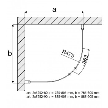 Duschy Round Black Dušas stūris 800x800, 2x5252-80