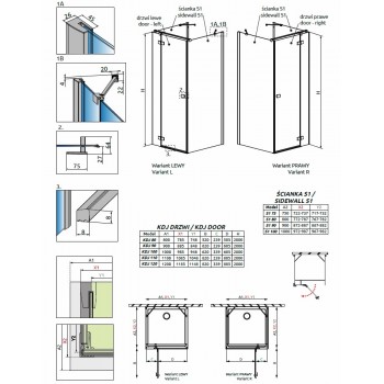 Radaway Kvadrātveida dušas kabīne Fuenta New KDJ+S 80x80 cm