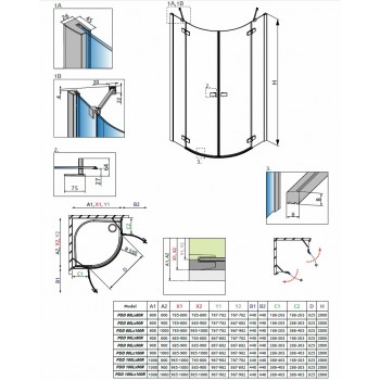 Radaway Pusapaļa dušas kabīne Fuenta New PDD 80x100 cm