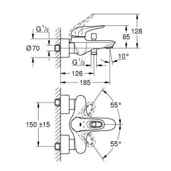 Grohe Eurostyle New Vannas/dušas jaucējkrāns, 33591003