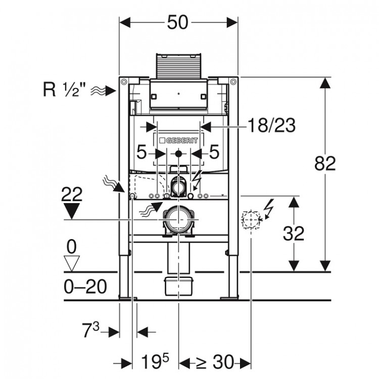 Geberit Montāžas rāmis WC podam Duofix Omega, 111.003.00.1