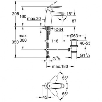 Grohe Eurodisc Cosmo Izlietnes jaucējkrāns, 33190 002