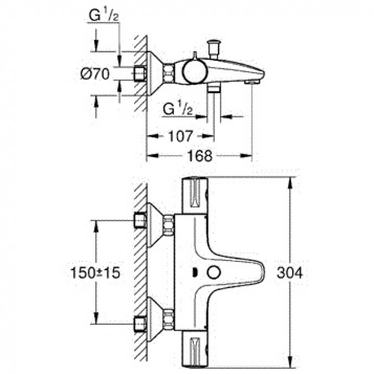 Grohe GROHETERM 800 Vannas/dušas termostats, hroms 34567000