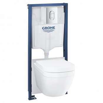 Montāžas rāmja komplekts Grohe EuroCeramic Rimless pods ar SC vāku , rāmis h=1130 mm, taustiņš Arena Cosmo hroms