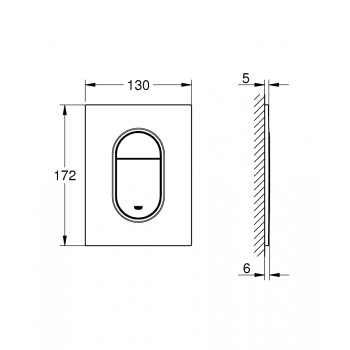 Taustiņš montāžas rāmim Grohe Arena Cosmo duo, 130x172 mm, vertikāls, balts