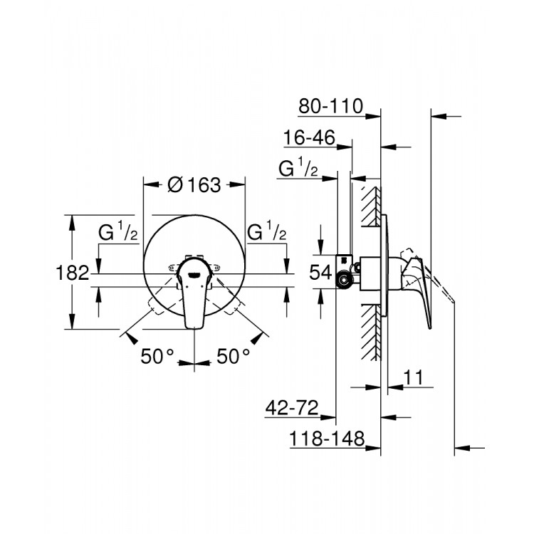 Grohe BauFlow Iebūvējamais dušas jaucējkrāns, 29112000