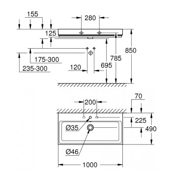 Grohe Cube Ceramic Izlietne 100x49cm, 3938600H