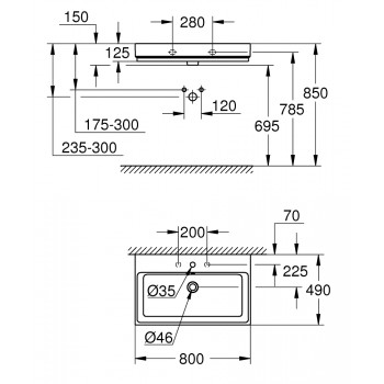 Grohe Cube Ceramic Izlietne 80x49cm, 3946900H