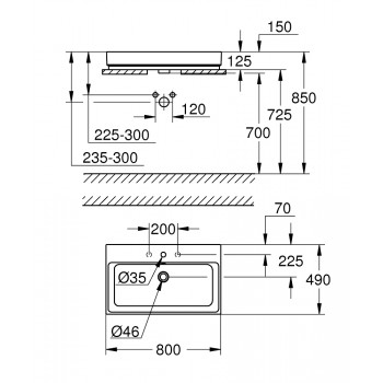 Grohe Cube Ceramic Нaкладная раковина 80x49см, 3947600H