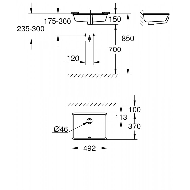 Grohe Cube Ceramic Pabūvējamā izlietne 49x47cm, 3948000H