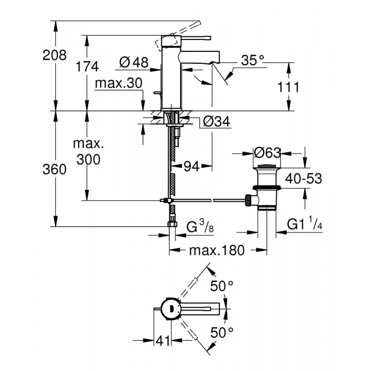 Grohe Essence S Izlietnes jaucējkrāns, 32898001