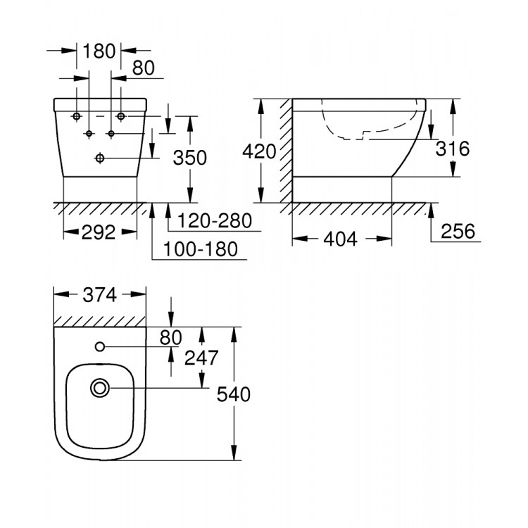 Grohe Euro Ceramic Piekaramais Bidē, 3920800H