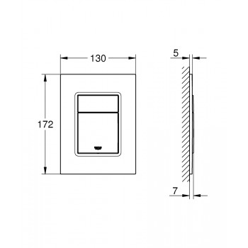 Taustiņš montāžas rāmim Grohe Skate Cosmo duo, 130x172 mm, vertikāls, hroms