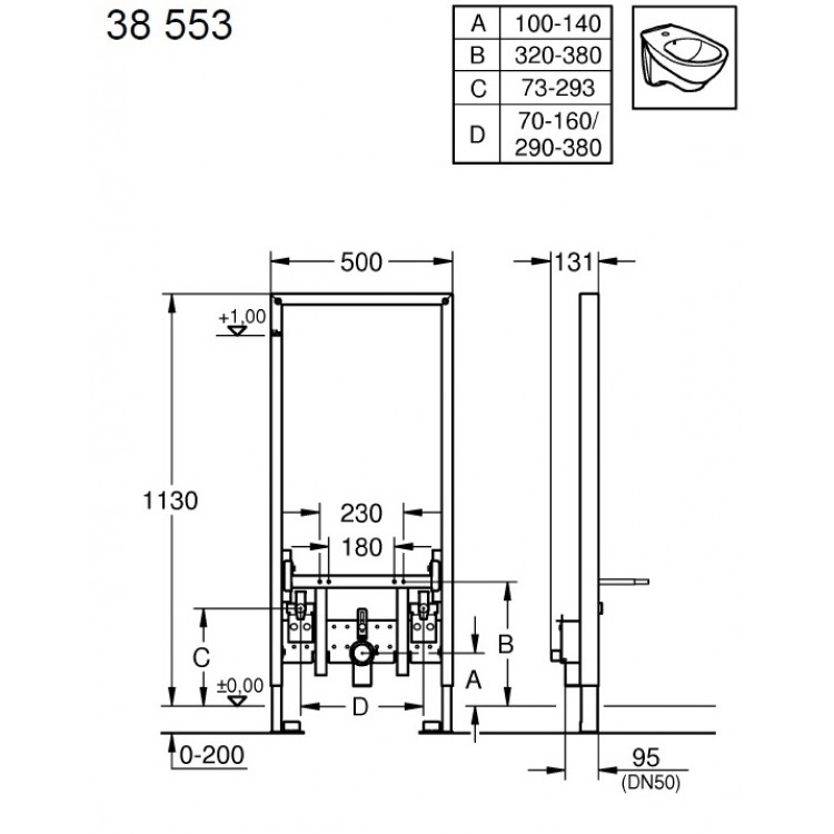 Grohe Rapid SL bidē rāmis, 38553001