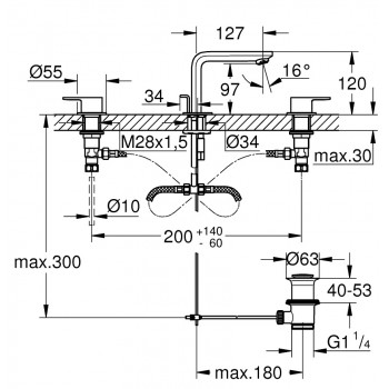 Grohe LINEARE 3-daļ. Izlietnes jaucējkrāns 20304001