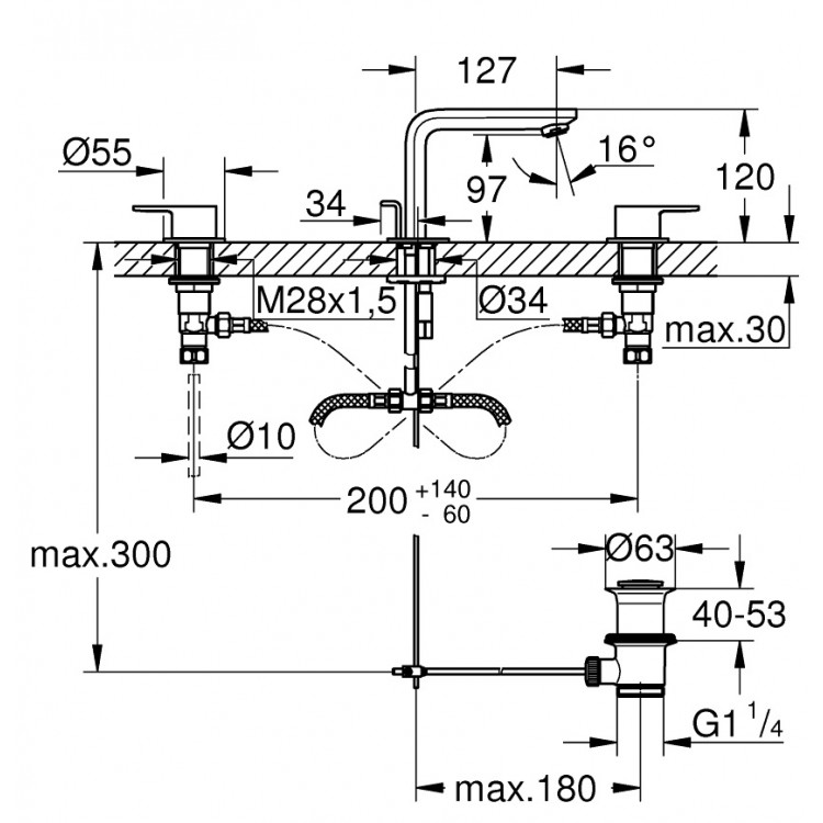 Grohe LINEARE 3-daļ. Izlietnes jaucējkrāns 20304001