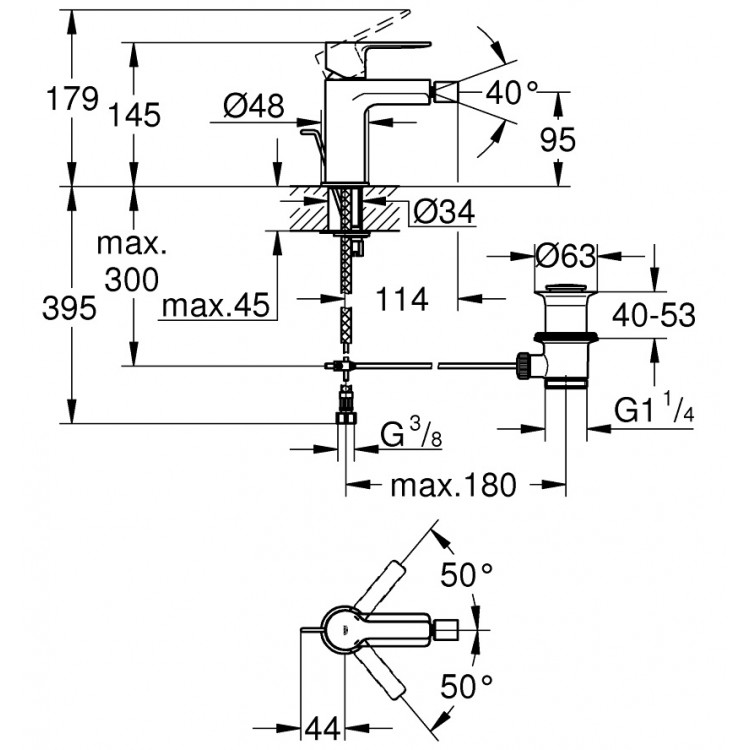 Grohe LINEARE Bidē jaucējkrāns, 33848DC1