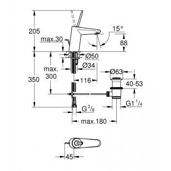 Grohe Eurodisc Joy Izlietnes jaucējkrāns, 23425000