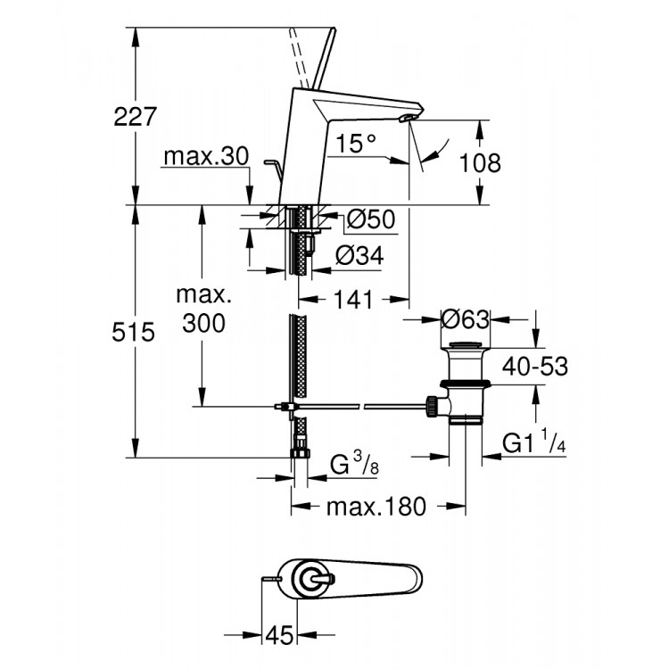 Grohe Eurodisc Joy Izlietnes jaucējkrāns, 23427000