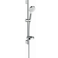 Dušas komplekts Hansgrohe Crometta 100 Vario Casetta, 650 mm, ar ziepju trauku, balts/hroms